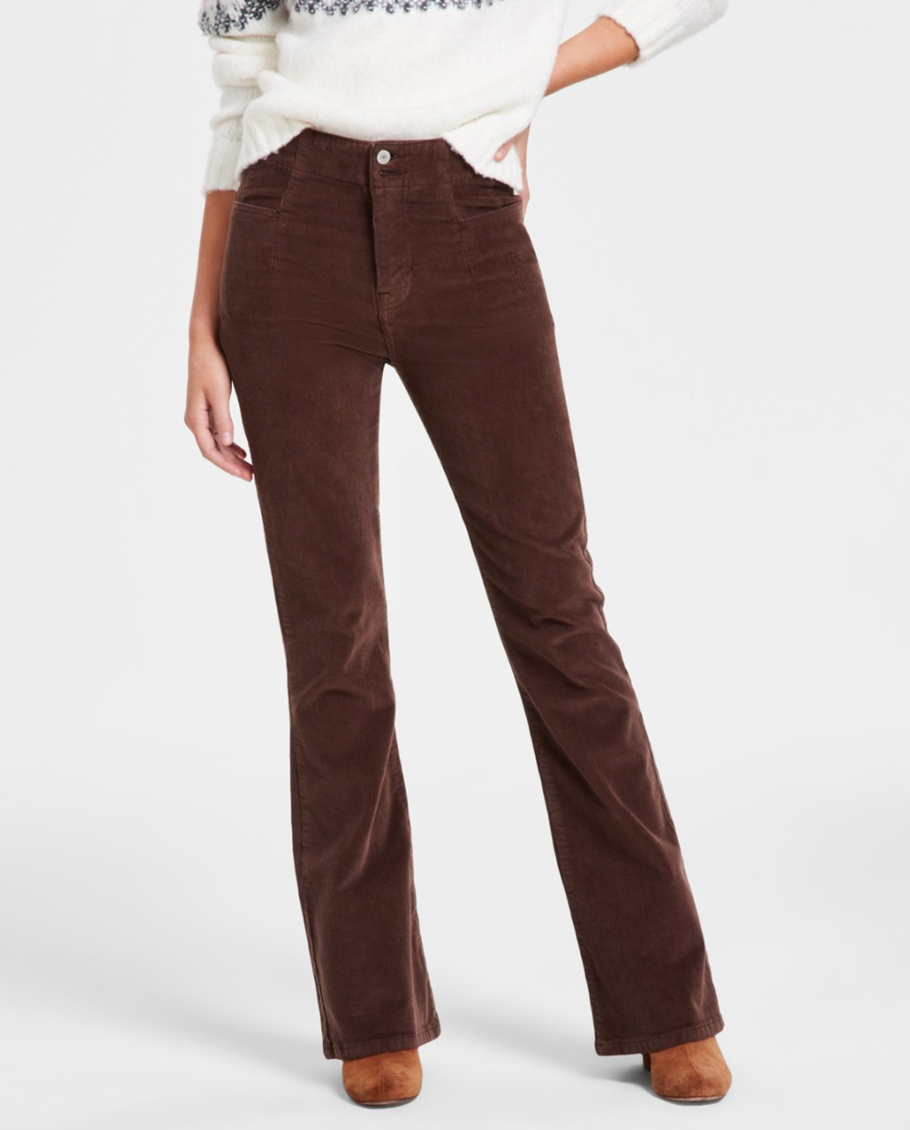 Lucky Brand Women Stevie High Rise Corduroy Flare Pants Walnut Size 18/34X30